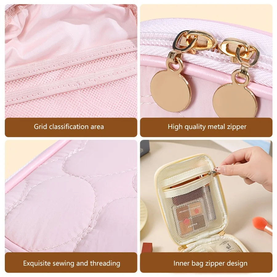 Bolsa de maquillaje portátil para toques, mini bolsa de almacenamiento de cosméticos para lápiz labial, organizador multifuncional de gran capacidad, bolsa de aseo