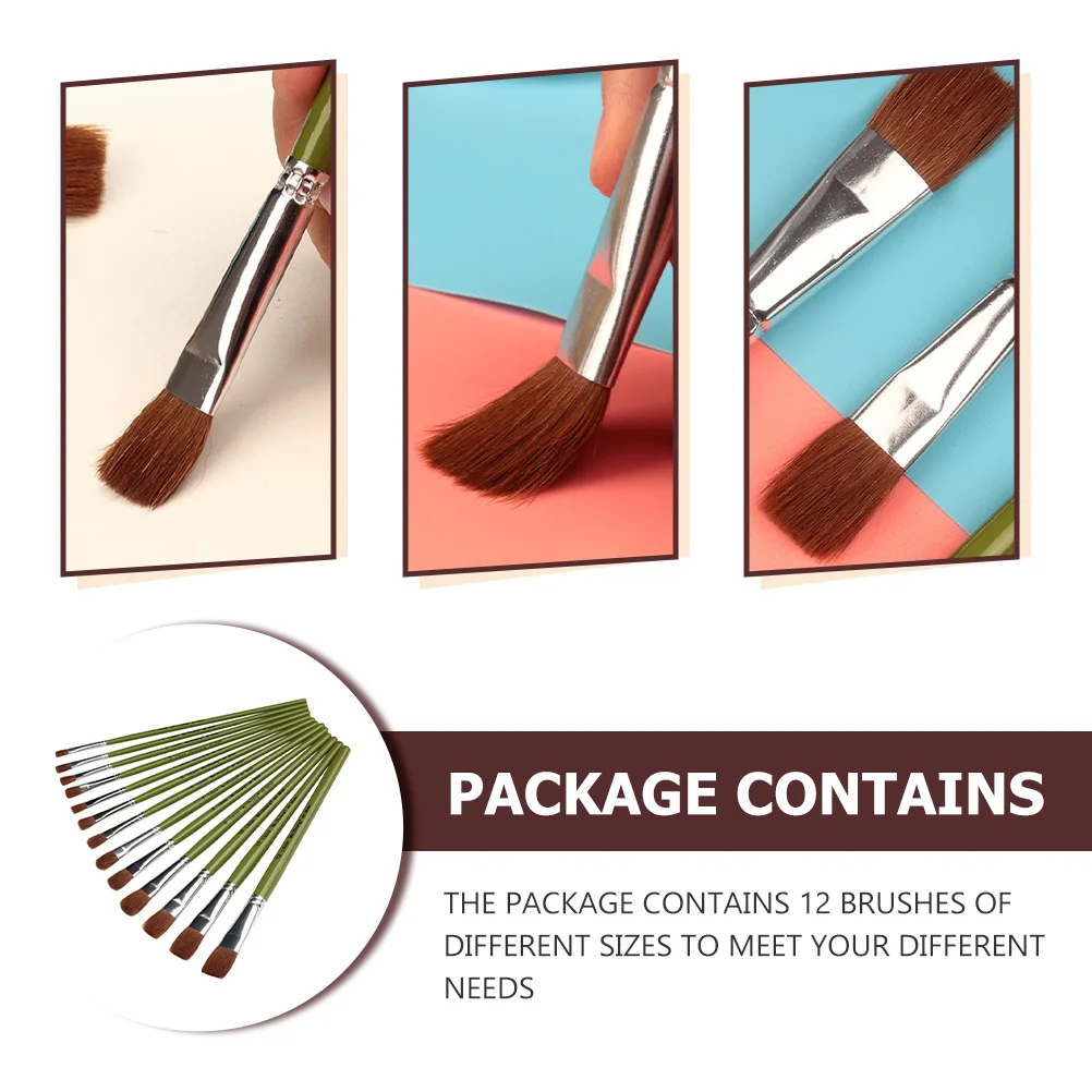 12-teiliges Kunstpinsel-Set, Mehrzweck-Öl-Aquarell- und Acryl-Malwerkzeuge für Kinder, Studenten, Anfänger, Öl- und Aquarellmalerei