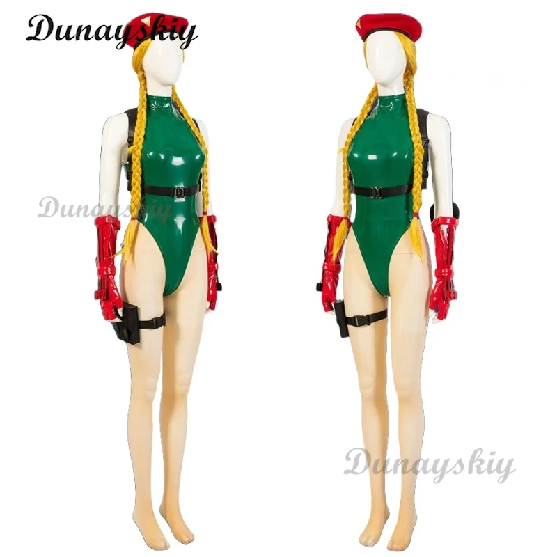 لعبة Strreet Cammy Fiighter V Cosplay Green Jumpsuits White Arrival سوبر مثير تأثيري حلي أحذية قبعة للنساء Comic Con #5