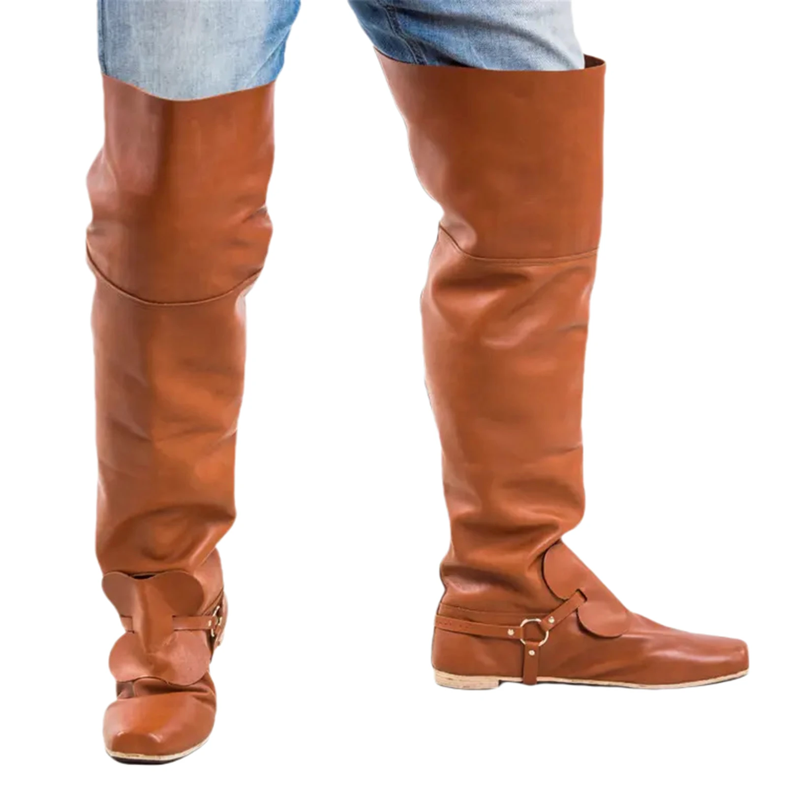 

Мужские пиратские сапоги, средневековые сапоги эпохи Возрождения в стиле вестерн, мотоциклетные джазовые сапоги до середины икры, готические ботинки для косплея, вечерние сапоги на Хэллоуин