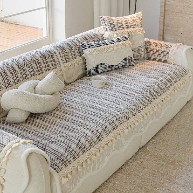 Simplized Solid Chenille Sofa Cover for Living Room Non-Slip Sofa Cushion Cover Four Seasons Universal Couch Protector