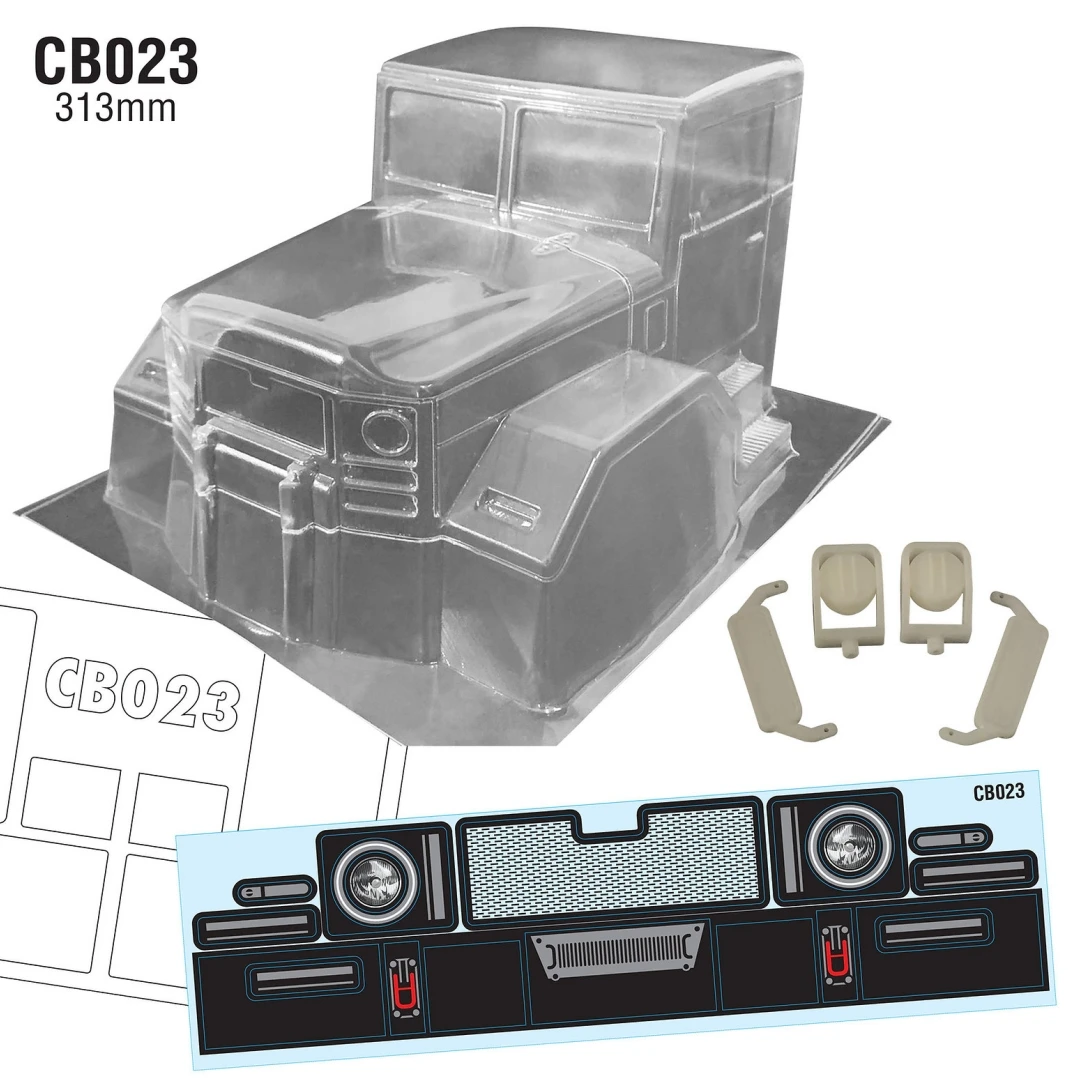 CB023 1/10 Crawler Truck Head Clear Lexan Body, 313mm Wheelbase