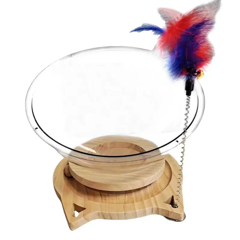 Spaceship Cat Bed Sleeping Nest Transparent Cat House kitten Hammock funny Cat Bed Bowl with colorful feather toy pet supplies