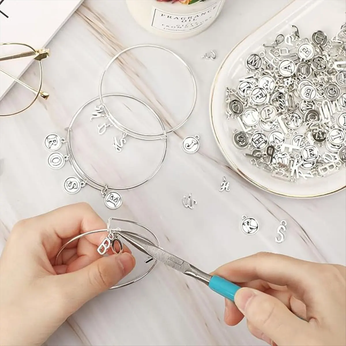 ABYA Letter Charms, 156Pcs/6 Sets Alphabet ABC Letter Charms 3 Styles Capital A-Z Charms DIY Bracelet Necklace for Jewelry A