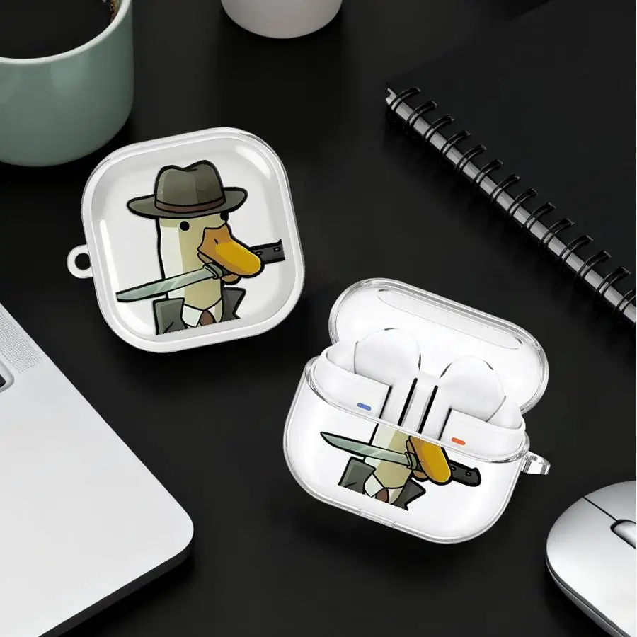 Thickened Duck Clear Earphone Cases Cover With Hook Case For Samsung Galaxy Buds 2 3Pro 3 FE 4Pro Live 2Pro 4 Pro