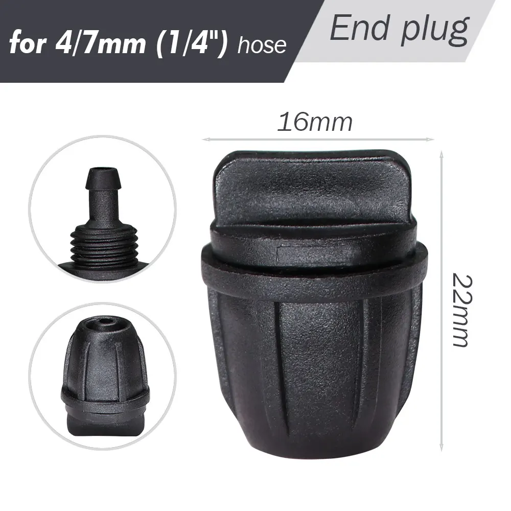 New Locking 4/7mm Hose End Plug 1/4'' Tubing Water Stop Jiont for Home Garden Irrigation System Connector Drip Pipe Fittings