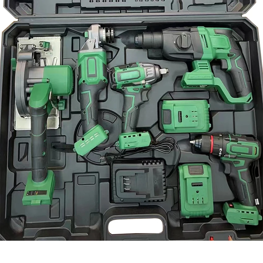 High-quality Portable 5-in-1 Lithium Battery Charging Power Tool Set Professional Practical for DIY Industrial