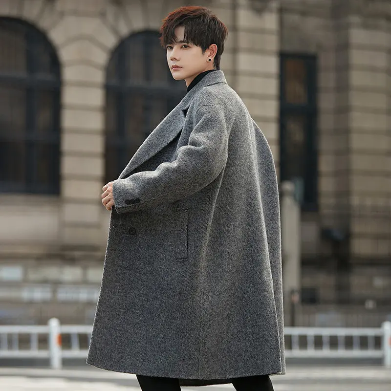

Мужское двустороннее шерстяное пальто средней длины, утепленное, осенне-зимнее, модное, ветрозащитное, премиум-класса, для повседневной носки