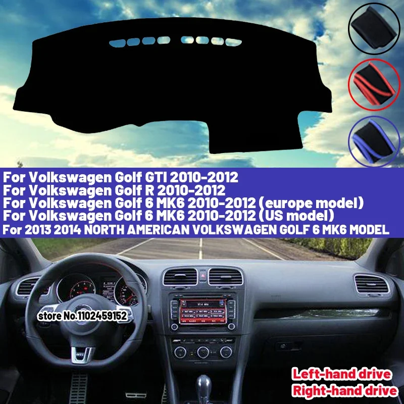 

Высококачественный коврик-накладка на приборную панель для Volkswagen VW Golf GTI/Golf R/Golf 6 MK6 2010-2012, защита от солнца и бликов
