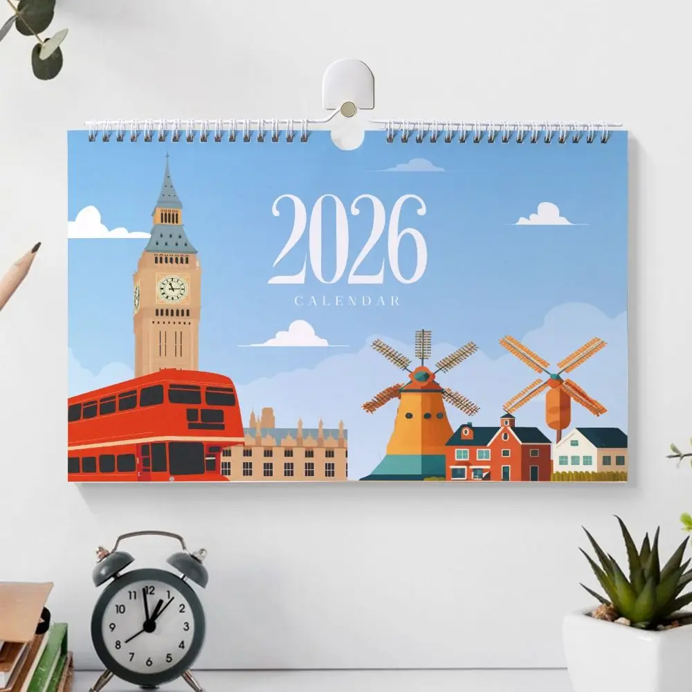 

Настольный календарь на 2026 года, 12-месячный рисованный стоячий перекидной календарь, памятный настольный планировщик ручной работы для семьи и друзей