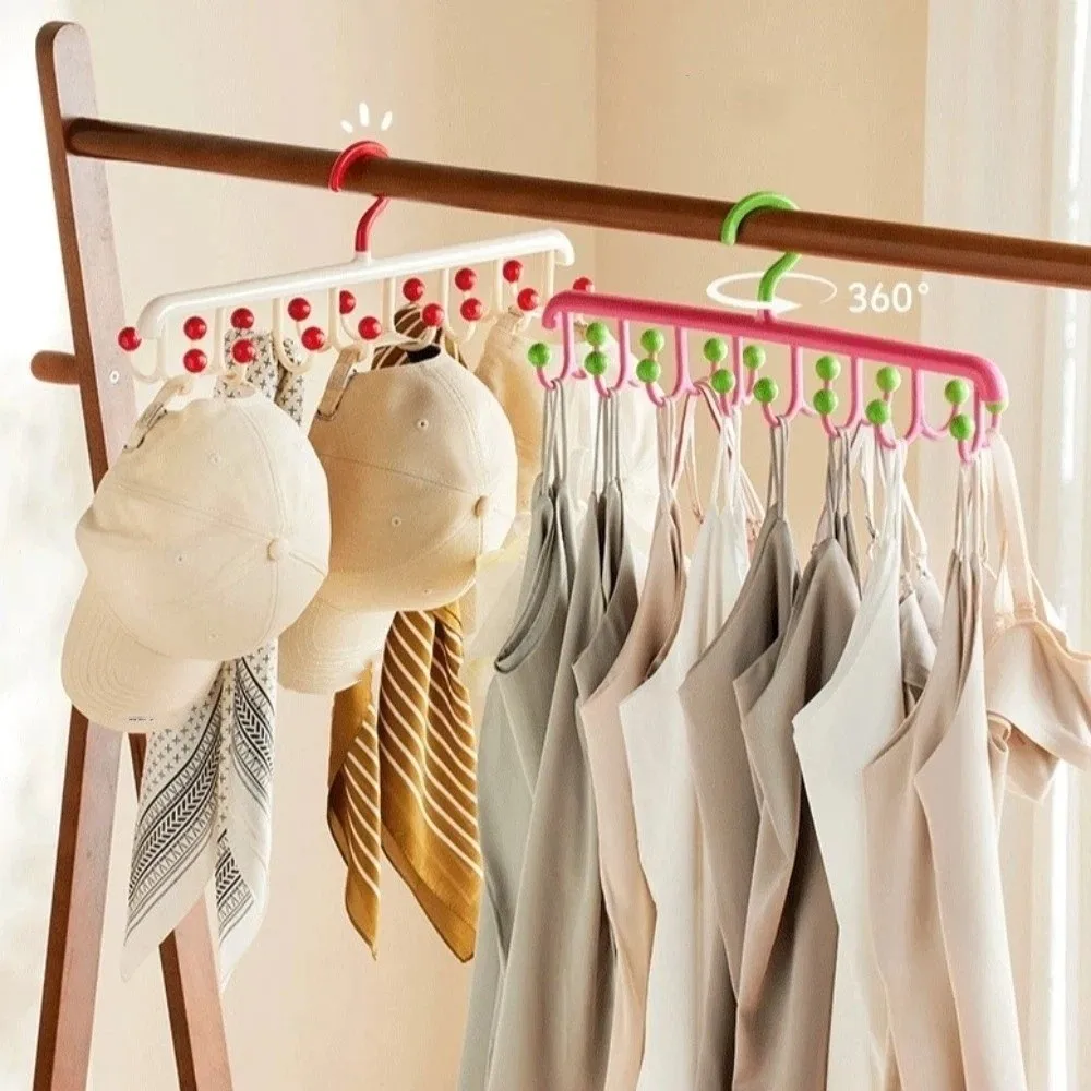 

Durable 16-Hook Clothes Drying Rack Multifunctional Plastic Clothes Hanger Dopamine Windproof Rotating Hanger Closet Organizer