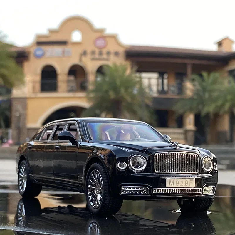 1:24 Bentley Mulsanne Car Model Simulation With Sound And Light Opening Door Metal Car Model Children\'s Toy Collection gift A115