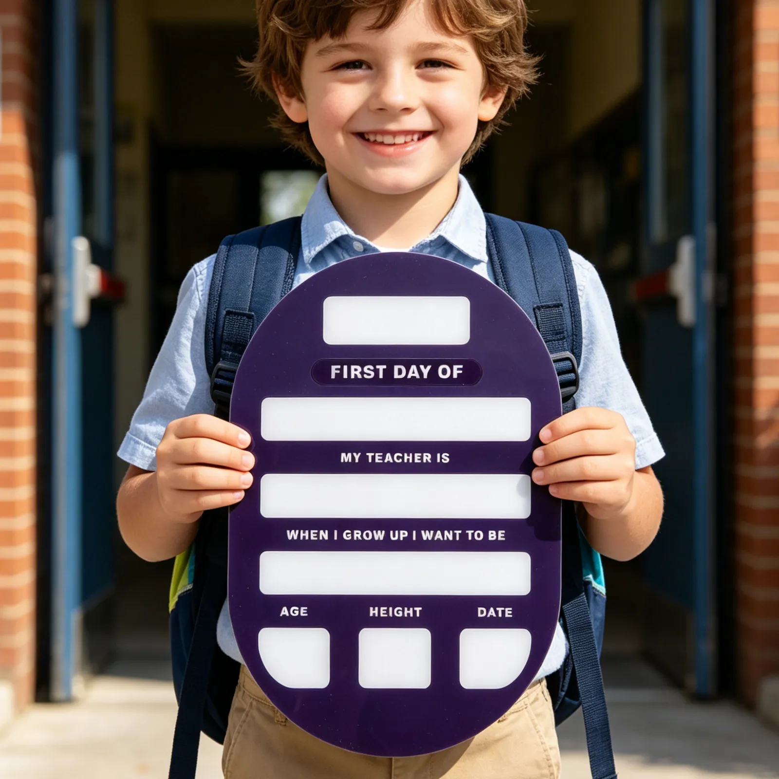 Acrylic Reusable Dry Erase First Day School Sign Dark Blue 11.8x7.9 Inch Photo Prop Board Kindergarten Preschool