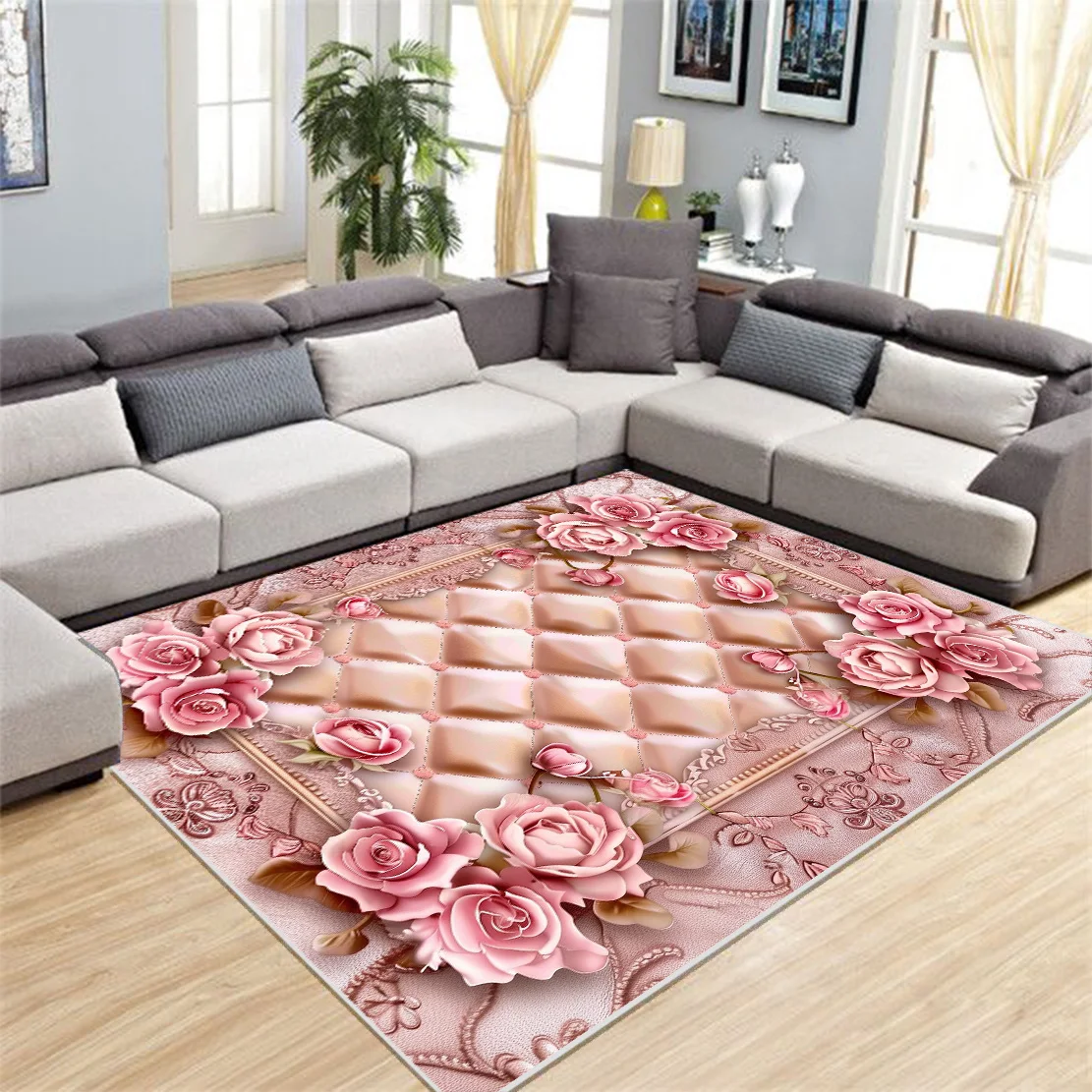 

Ковер в европейском стиле, нескользящее украшение для дома, роскошный ковер с цветочным дизайном, моющийся, украшение для спальни, комнаты, коврики для дома, красивый коврик