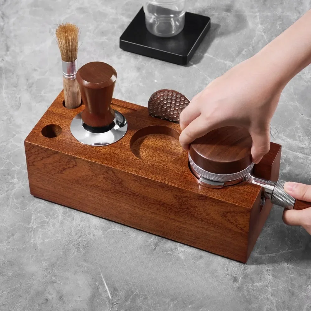 Coffee Tamper Station Wooden Espresso Tamper Holder 51/53/58mm Coffee Station Organizer Barista Tools Stand Accessories