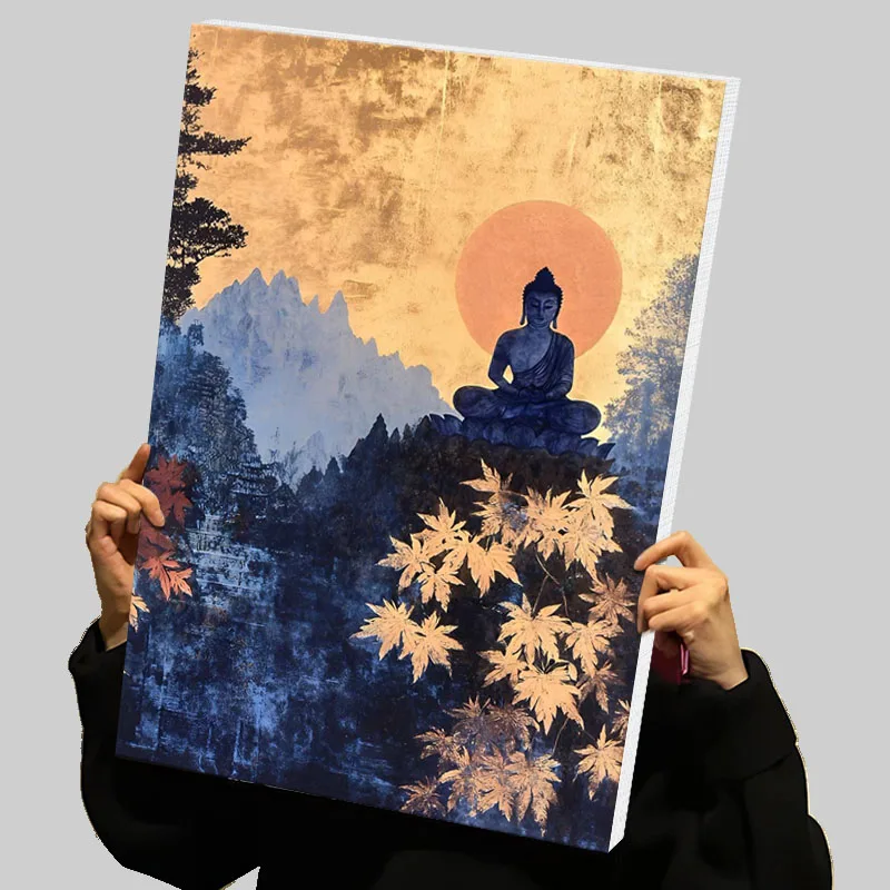 Buddha in Lotus Position Prints Poster Custom Canvas Painting Wall Art Modern Abstract Canvases Decoration Living Room Pictures