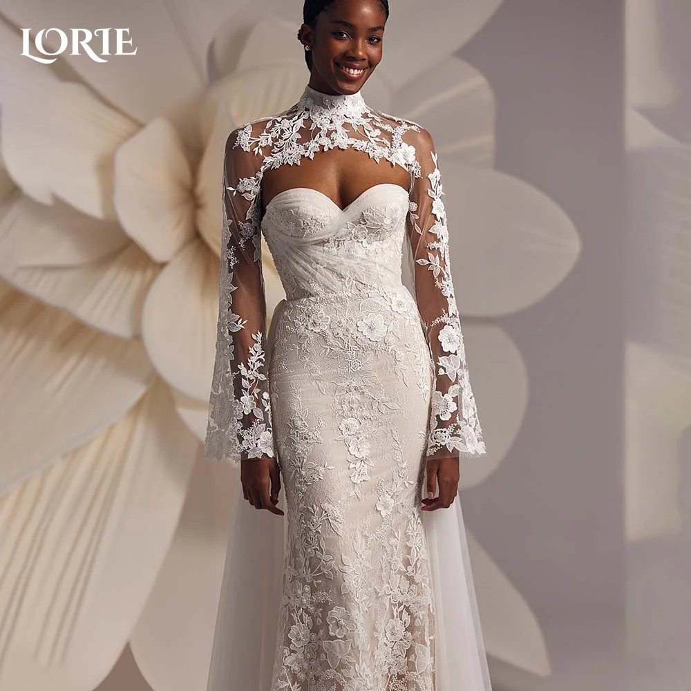 

LORIE Lace Wedding Dress Sweetheart Mermaid Bride Gown Long Sleeve Elegant Appiques Bride Dresses vestidos de novia