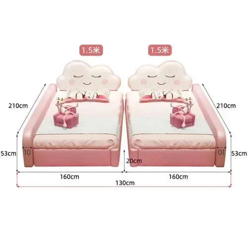 -Princess Children Bed Cream Minimalist Modern Double Single Mother Confortable Bed French Kid Girls Boy Muebles Salon Furniture