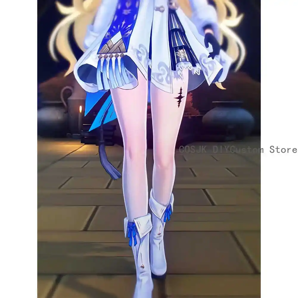 Wuthering موجات فيبي تأثيري الأبيض المطبوعة جوارب طويلة الجوارب جوارب لعبة هالوين زي ملحق أنيمي لعب الأدوار #5