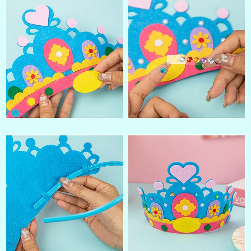 Couronne d'Anniversaire pour Bébé, Chapeau Non Tissé, Matériel de Bricolage, Décoration de ix, Prince, Princesse, Jouets, 4 Pièces