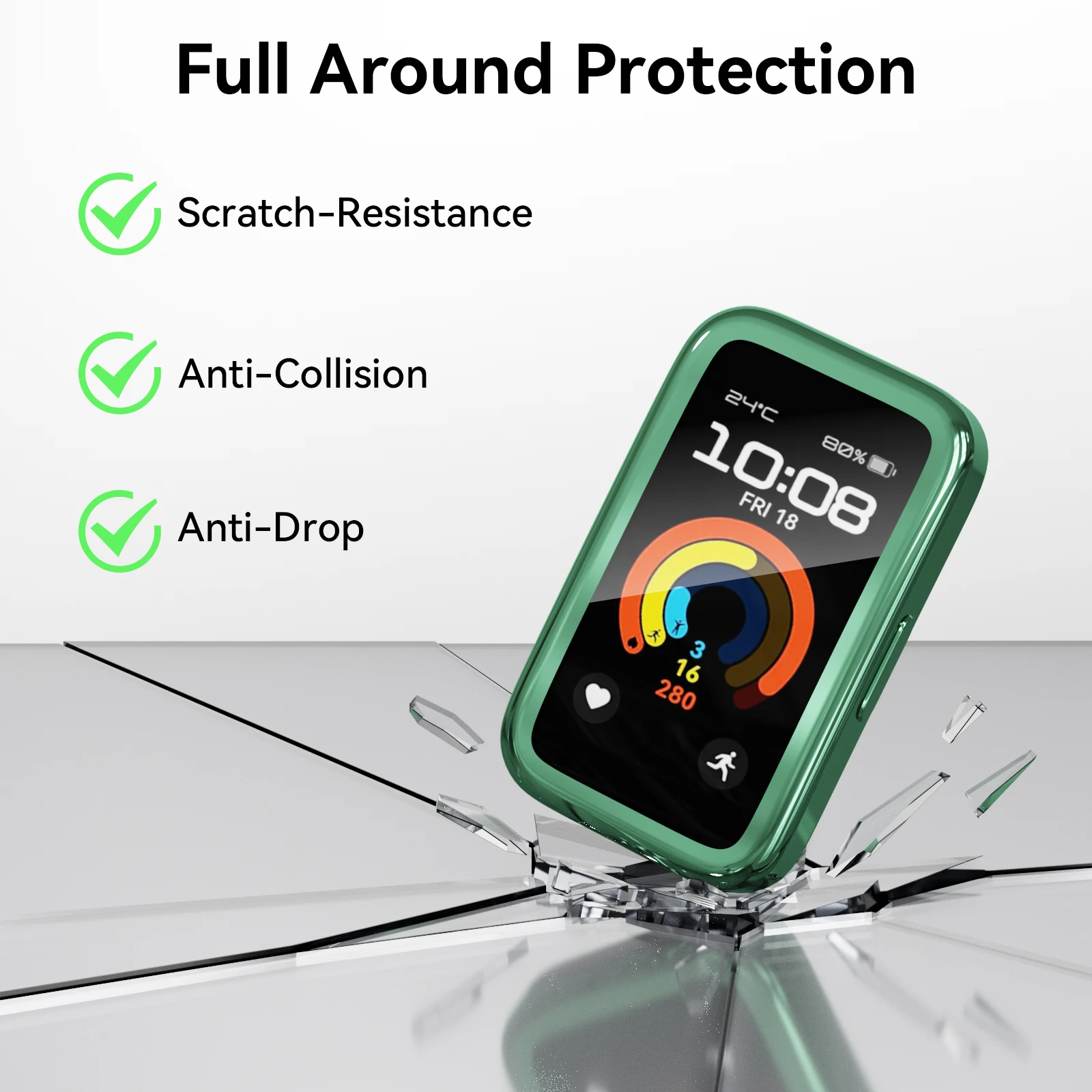 Huawei Band 9/8/10用 ソフトTPUケース シェルフレーム バンパー スクリーンプロテクター 完全クリア保護カバー