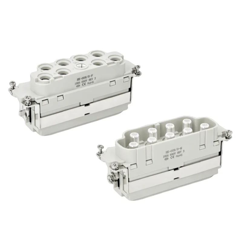 

High-Electrical Current Heavy Du ty Industrial Aviation Rectangular Connector HK-008/0-F HK-008/0-M Stainless Steel Male/Female
