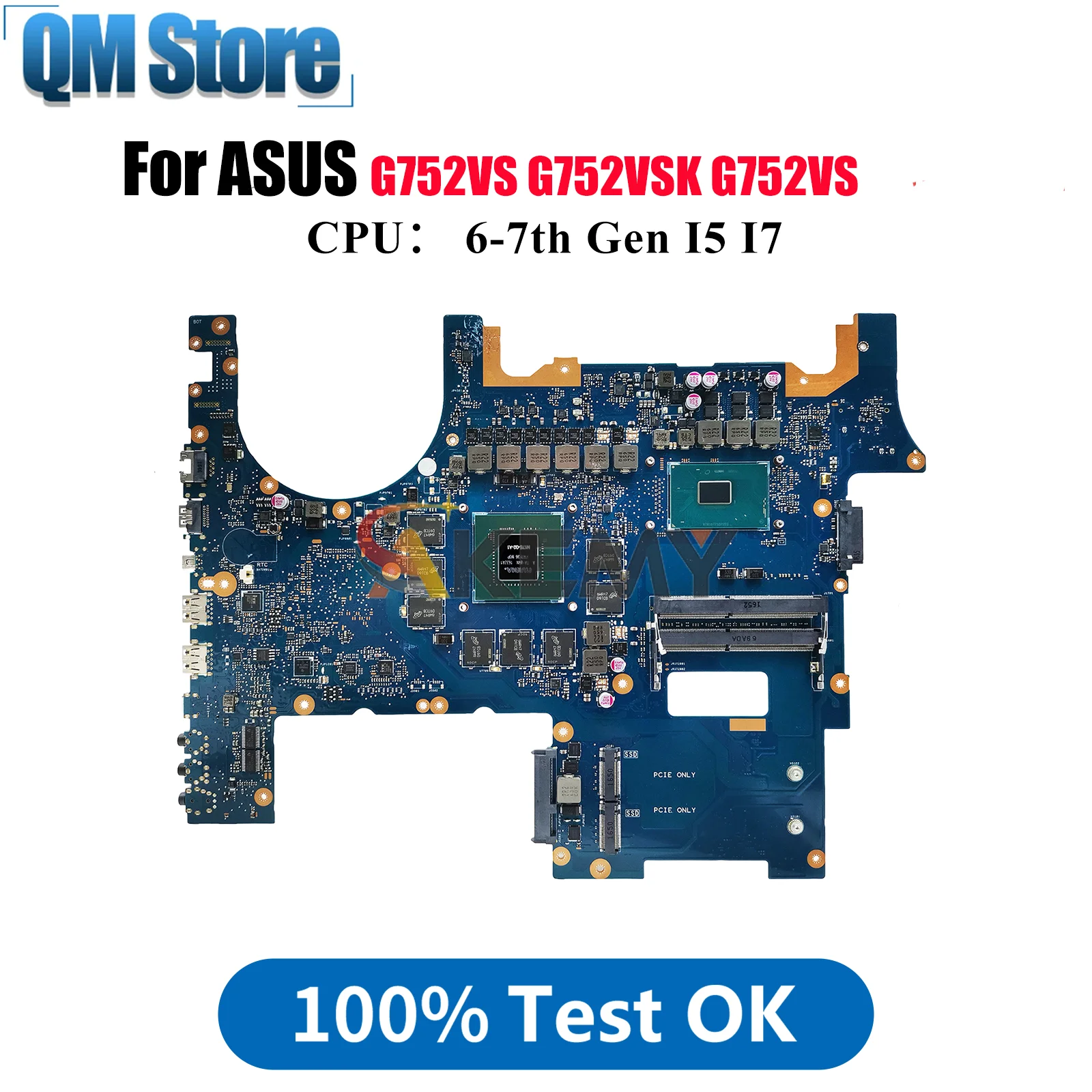 

G752VS Laptop Motherboard For ASUS ROG G752VS GL752VW G752V GL752VL G752VSK Notebook Mainboard With I5 I7 CPU 100% tests OK stk