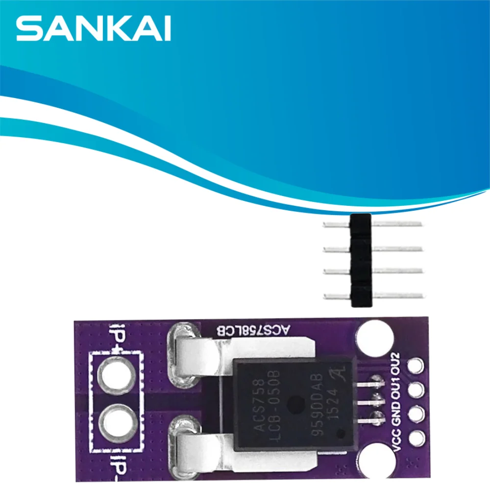 CJMCU-758 ACS758LCB-050B-PFF-T Linear Current Sensor, 50A Hall Effect Module 3.3-5V for Motor