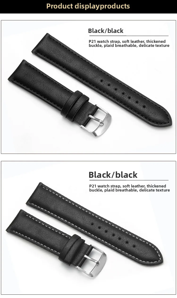 20 mm 22 mm braunes PU-Lederarmband, geeignet für Herren- und Damenarmbänder, Herrenuhren-Zubehör, Uhrenarmband – Detail 1