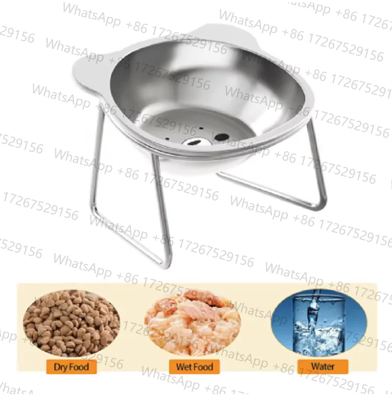 Applicable toStainless Steel Raised Cat Bowls with Whisker Fatigue Relief Pet Water Dish And Food Bowl for Cats Kitten Feeding P