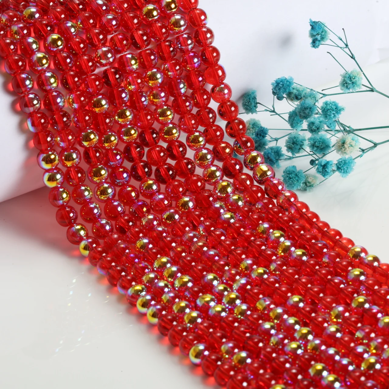 40-320pcs 8mm Clear AB Aurora Round Glass Loose Beads Iridescent Coated Spacer Beads For DIY Bracelet Necklace Earring Jewelry