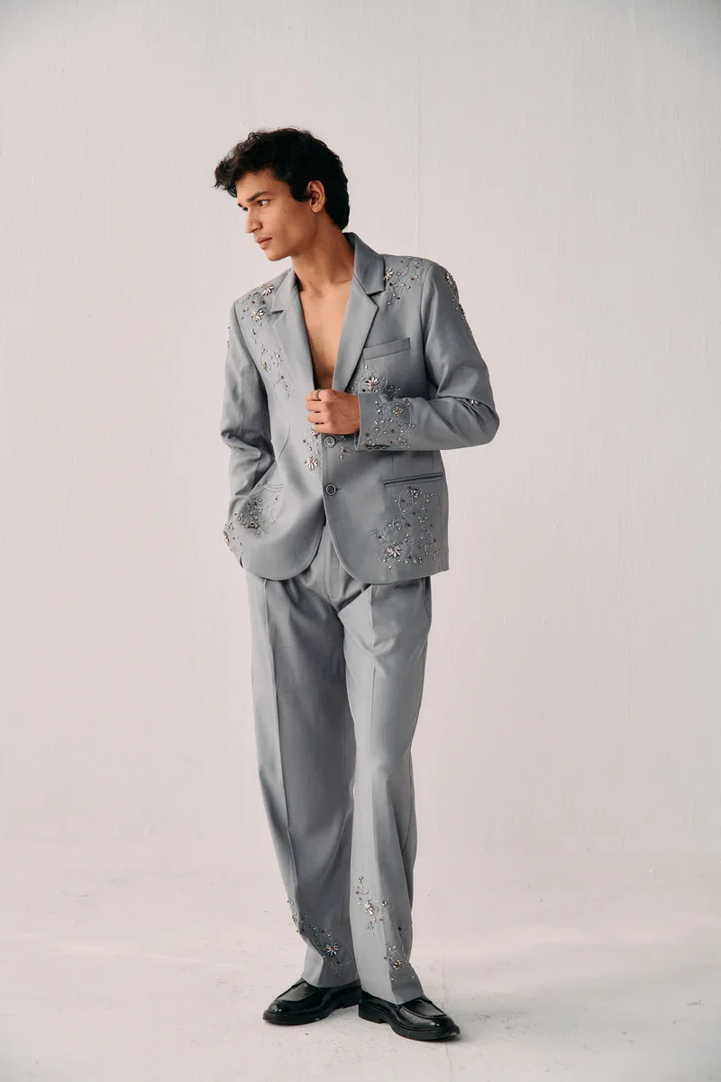 Men's Luxury 2 Piece Slim Fit Wedding Formal Business Prom High-Quality Customized Jewelry Decoration One-Button Suit