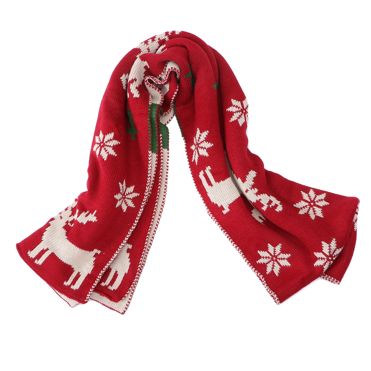 

1Pcs Knitted Winter Warm Scarf Christmas Printed Acrylic Fibers Shawl Lovely Xmas Gift Neckwarmer Lovely Printed Scarf