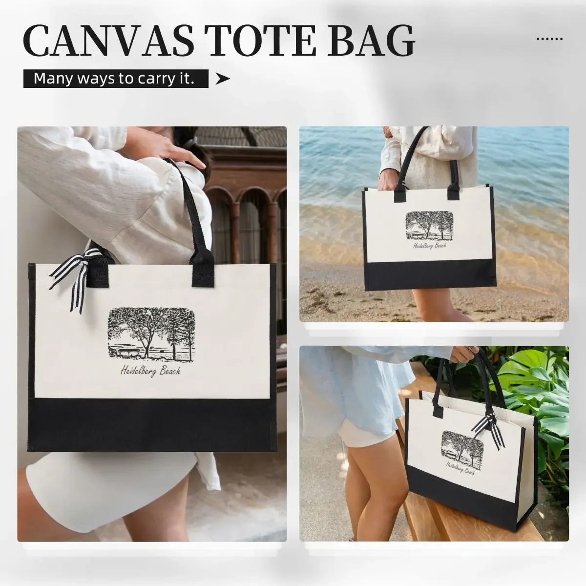 Canvas Gift Shopping Bag Heidelberg Beach Classic Canvas Large Capacity Bag Customizable Quality Gifts