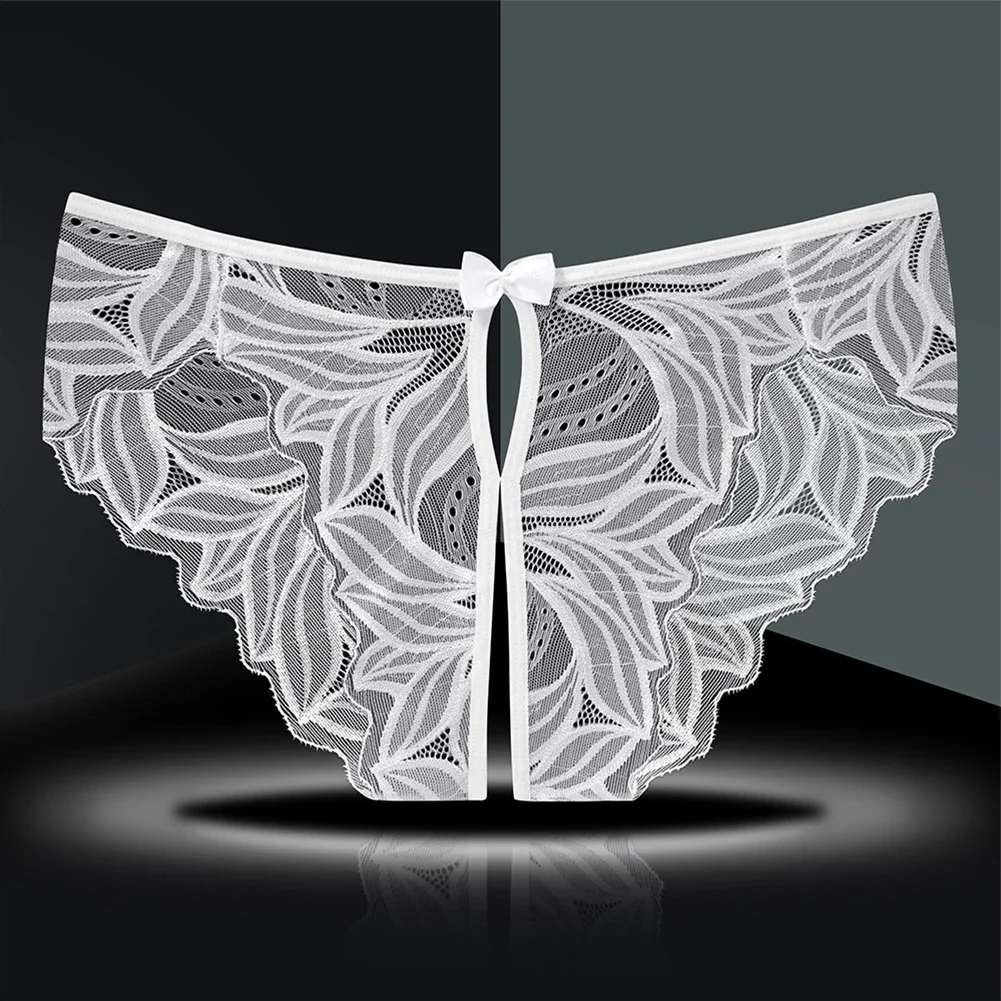 

Lace Mesh Briefs Breathable Crothless Erotic Lingerie Open Crotch Panties Seamless Sexy Solid Transparent Women