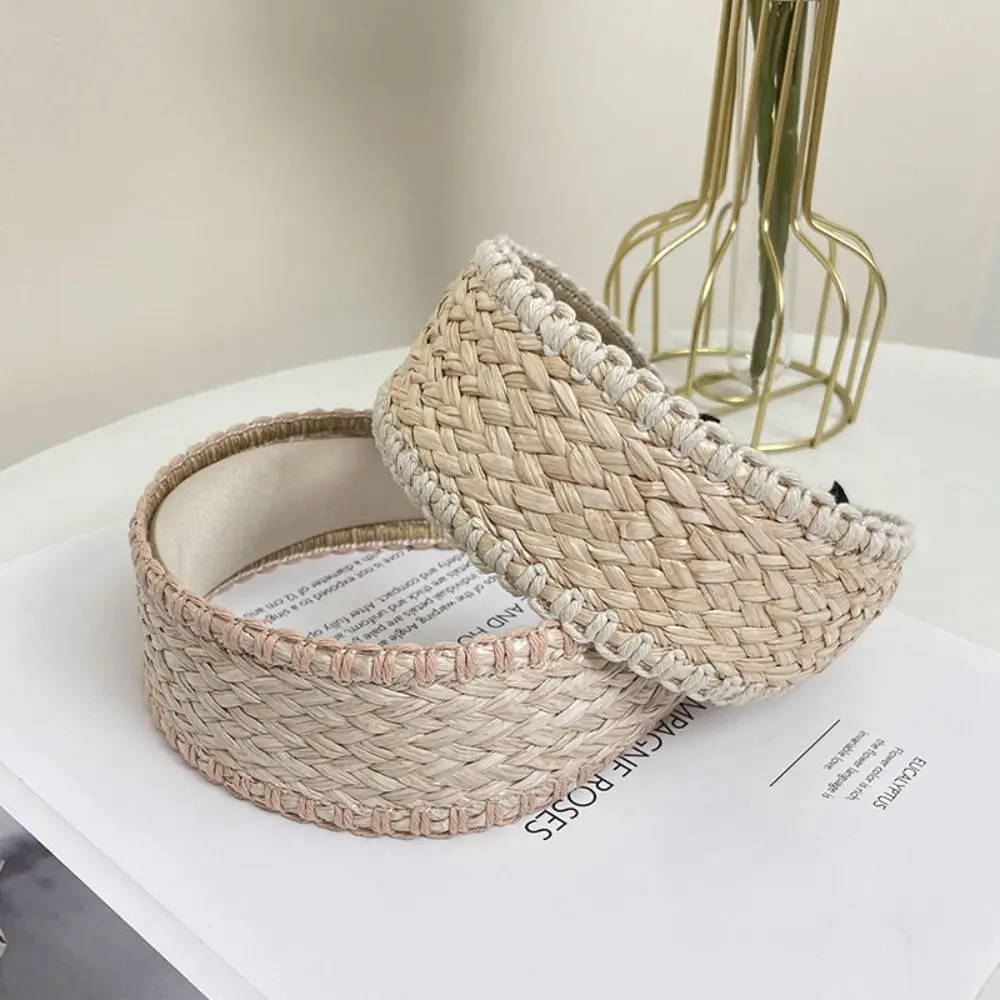 

Новая широкая повязка на голову в стиле бохо из плетеной соломки ручной работы, элегантный ободок для волос, аксессуар для волос из ротанга для женщин и девушек