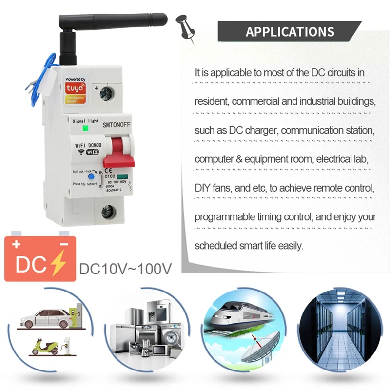 Tuya Smart Life Wifi DC Smart Circuit Breaker 12V 24V 48V Overload Short Circuit Protection For Alexa Google Homeabgi