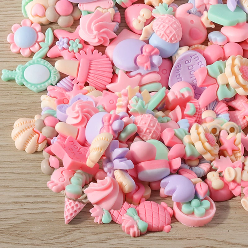 Tusember 15 قطعة سلسلة الوردي المختلط لطيف فراشة زهرة القوس القلب سحر الراتنج شقة الظهر DIY بها بنفسك جراب هاتف اكسسوارات الاطفال اللعب #1