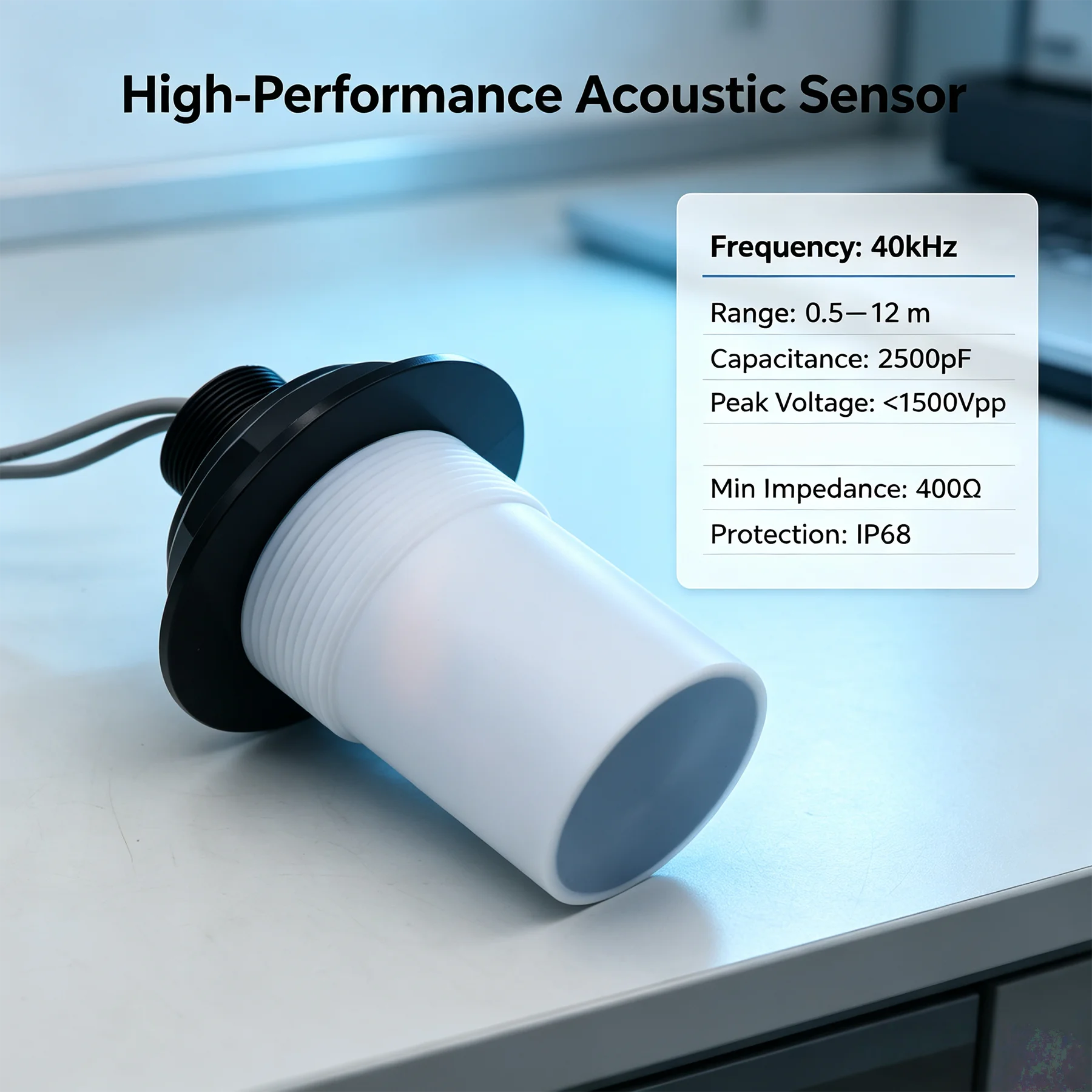 40kHz   Explosion-proof Integrated Type Ultrasonic Transducer PTFE Waterproof Acoustic Sensor for Flow Velocity