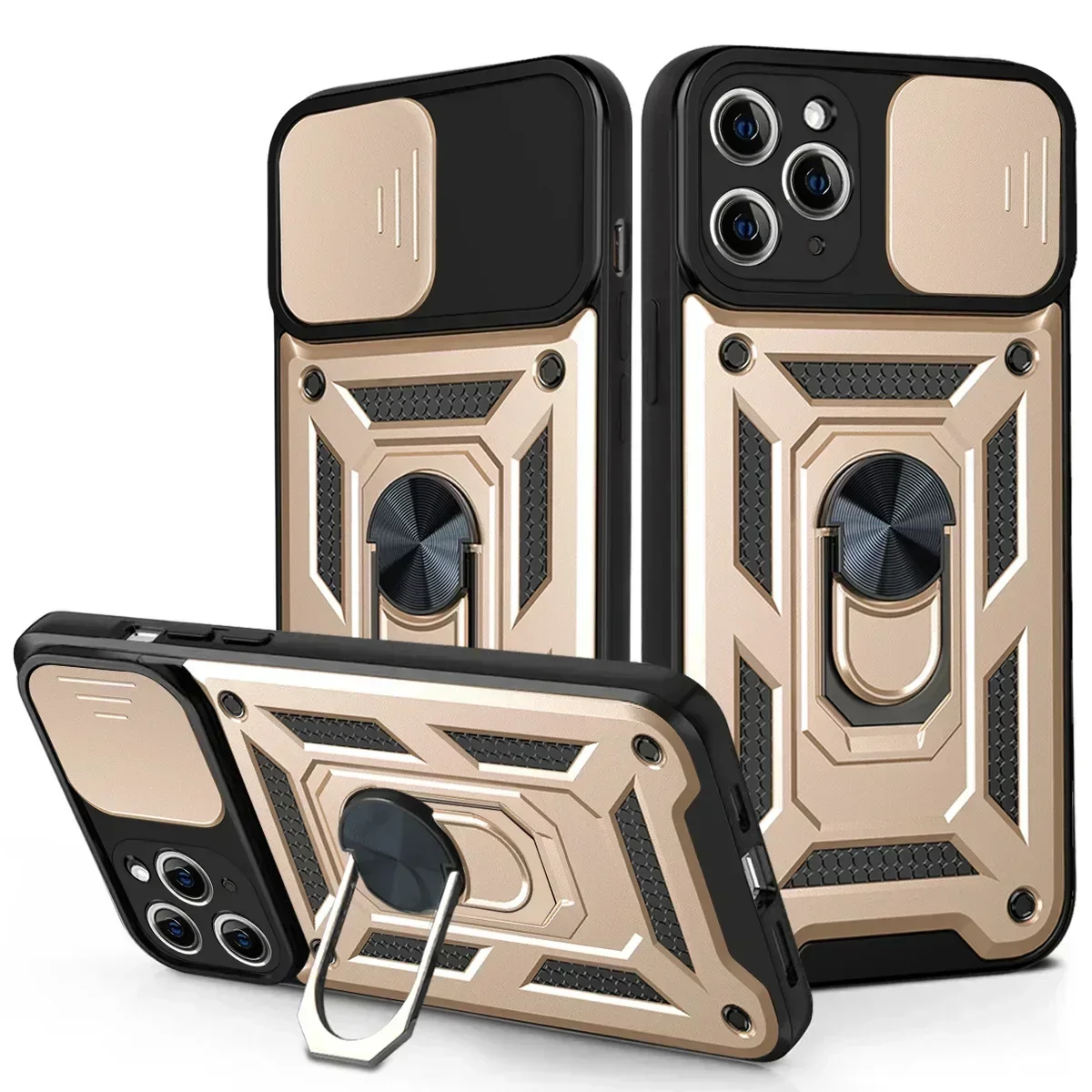 Nouvelle coque de téléphone avec support coulissant pour objectif d'appareil photo pour iPhone 17 16 15 14 13 12 11Pro Max 16 15 14Plus 13 12Mini, protection antichoc.