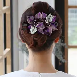 Korean Style Women Hairpin Fashion Headdress Large Flower Hairclip Hair Clip Exquisite Crystal Headdress Ponytail Clip