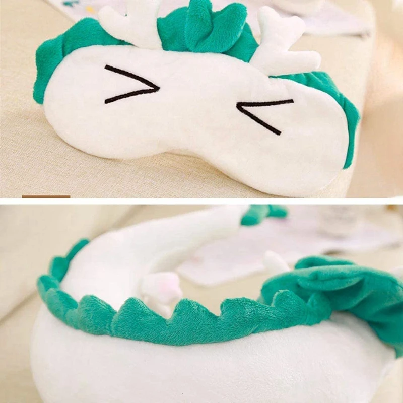 Cute White Dragon Neck Pillow, Japanese Animation Plush Animal Neck Pillow, Animal Body Flying Pillow With Sleep Goggles