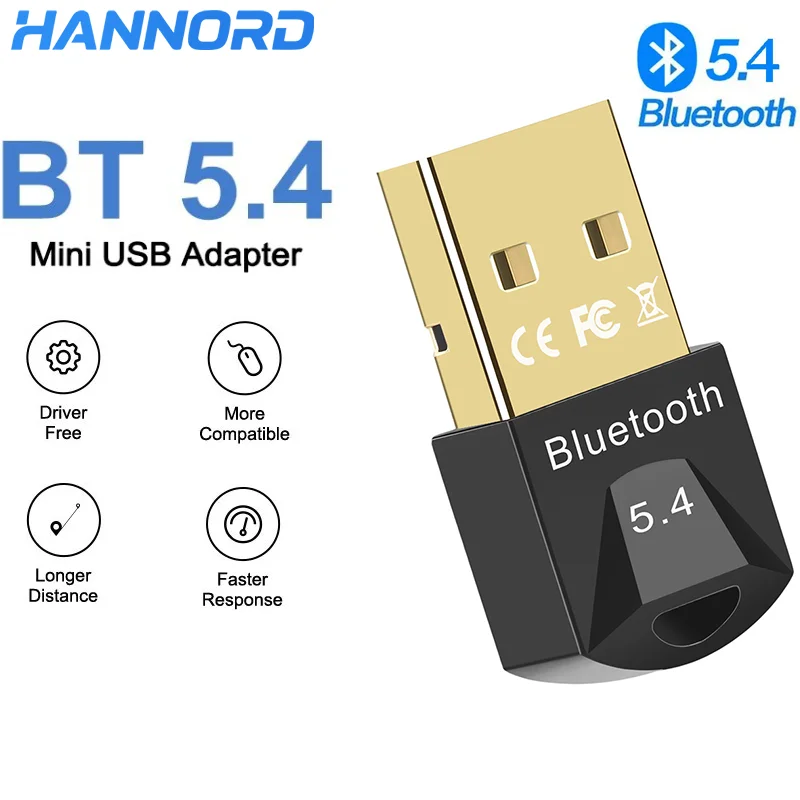 

Hannord Bluetooth 5.4 Adapter Dongle Receiver Audio Bluetooth Wireless USB Adapter for Speaker Mouse Keyboard Audio Transmitter