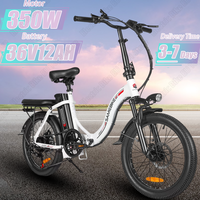 E-bike CY20 350W Motor 36V12AH Removable Battery Retro Electric Bike Folding Adult 20-inch Tire Road Mountain Electric Bicycle