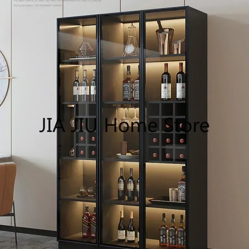 Gabinetes de vino con exhibición de pared, sala de estar, cocina moderna de lujo, simplicidad, Botellero de vidrio, Bar, gabinetes de vino, muebles QF50JG