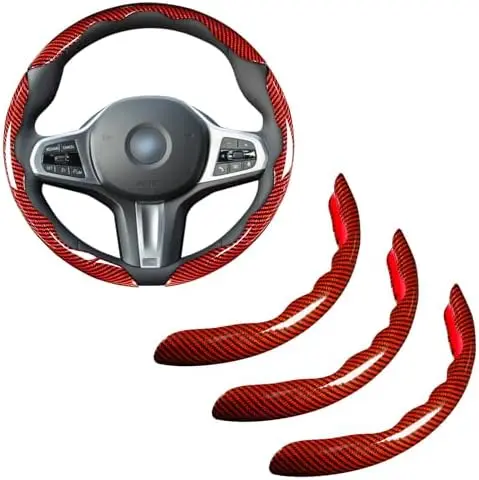 

Комплект чехлов на руль из красного карбона - нескользящие, универсальные (14.5-15 дюймов), 3 предмета