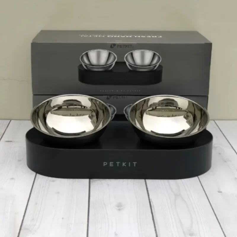 Petkit Pet Cat Bowl Prevent Kitty Spinal Fatigue Adjustable Height Stainless Steel Material Pet Food & Water Double Bowls