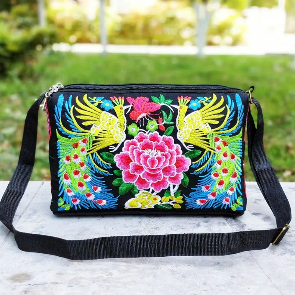 Vintage Floral Canvas Tote Bag Ladies Embroidery Crossbody Purse Fashion Casual Shoulder Handbag Durable Travel Satchel