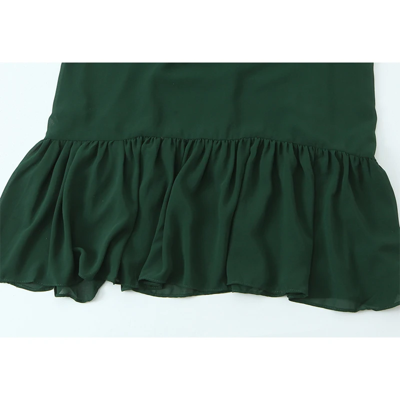 Yenkye verde escuro alças de espaguete vestido longo feminino decote em v a linha férias vestidos de verão maxi robe novo 2026 roupas