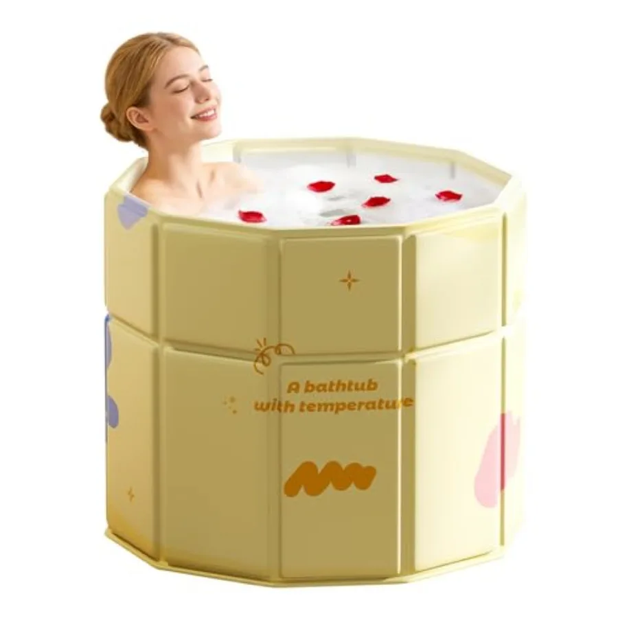 

Портативная ванна-бочка для горячих и холодных процедур, не требующая установки, для душа, ванной комнаты, СПА, складная, без монтажа, для дома и улицы, желтая